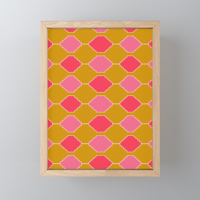 60s 70s Retro Ethnic Pattern Framed Mini Art Print