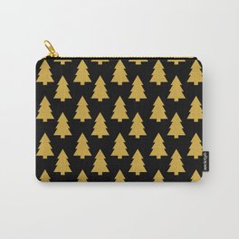 Christmas Tree Pattern in Black and Gold Carry-All Pouch | Christmas, Velour, Eve, Black, Seasonal, Season, Chic, Festive, Merry, Gifts 