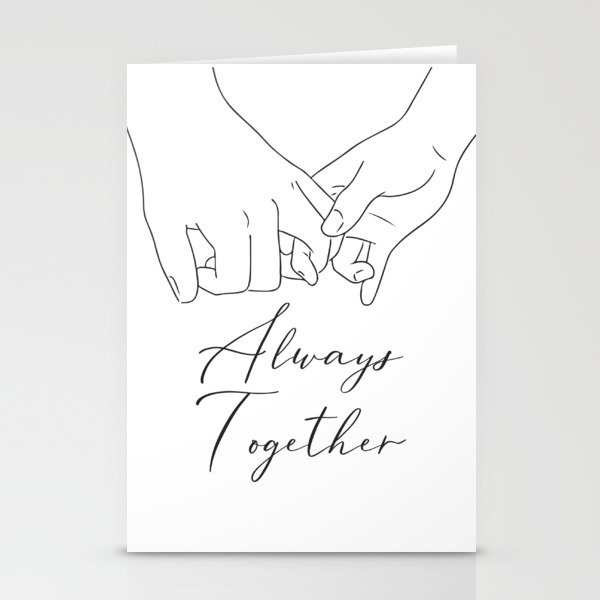 Always Together hand written Text, Cute Couple Drawings, Holding Hands  Drawing , Romantic Couple Art Art Print