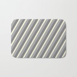 [ Thumbnail: Gray, Beige & Dark Grey Colored Lined/Striped Pattern Bath Mat ]