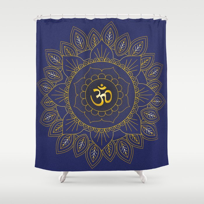 Om Symbol And Mandala In Spiritual Gold Purple Blue Violet Shower Om Symbol And Mandala In Spiritual Gold Purple Blue Violet Shower Curtain