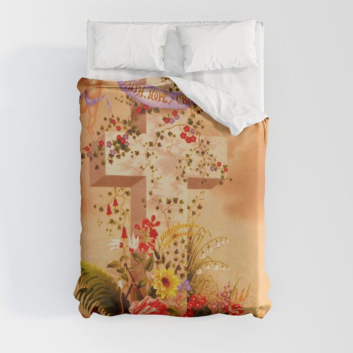 Faith Hope Charity - Christian Cross Duvet Cover