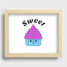 Sweet Cute Colorful Cupcake With Rainbow Sprinkles Recessed Framed Print