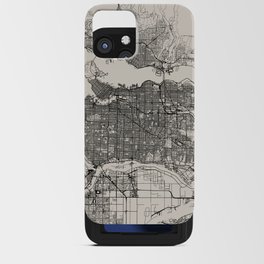 Canada, Vancouver Map - Black & White iPhone Card Case