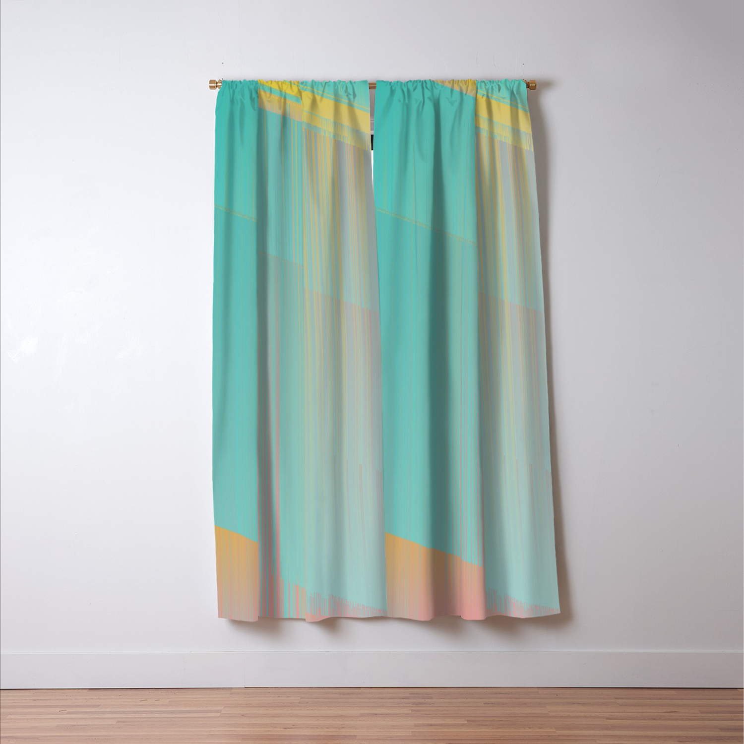 Miami Reflections Turquoise Pink Abstract Blackout Curtain By