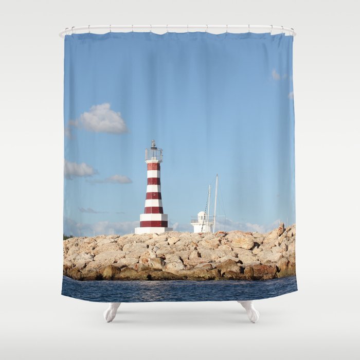 Picturesque Lighthouse in the Caribbean Shower Curtain