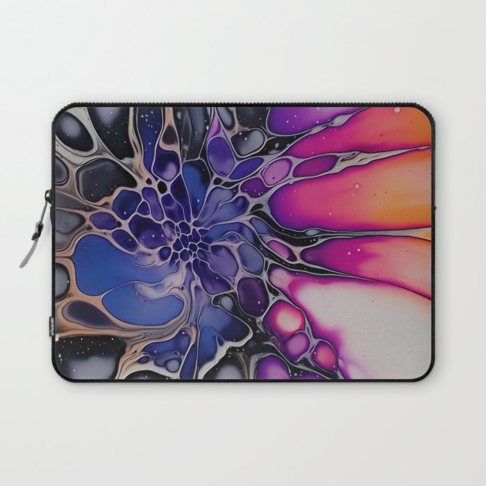 Abstract purple blue flower poured paint  Laptop Sleeve