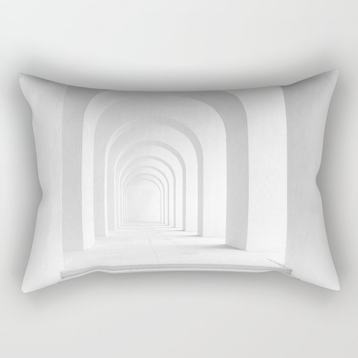 Arches and hallways architectural black and white portrait photograph - photography - photographs for home and wall decor Rectangular Pillow
