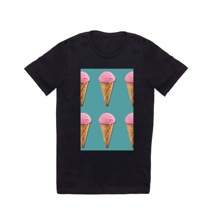 Pink strawberry ice cream cones illustration  T Shirt