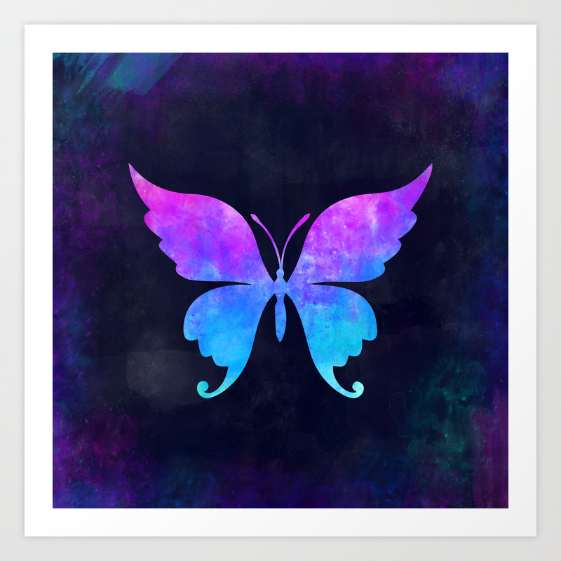 Butterfly In Space Animal Graphic Art Watercolor Canvas