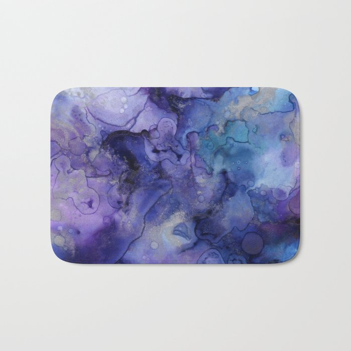 Abstract Watercolor Aesthetic Purple, Purple And Teal Bathroom Rugs