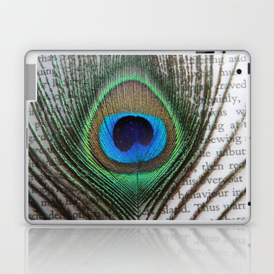 Peacock Feather on Old Paper  Laptop & iPad Skin