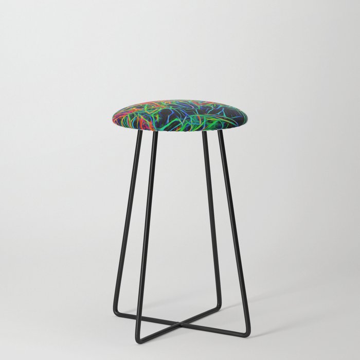 Neon Bright Diffraction Counter Stool
