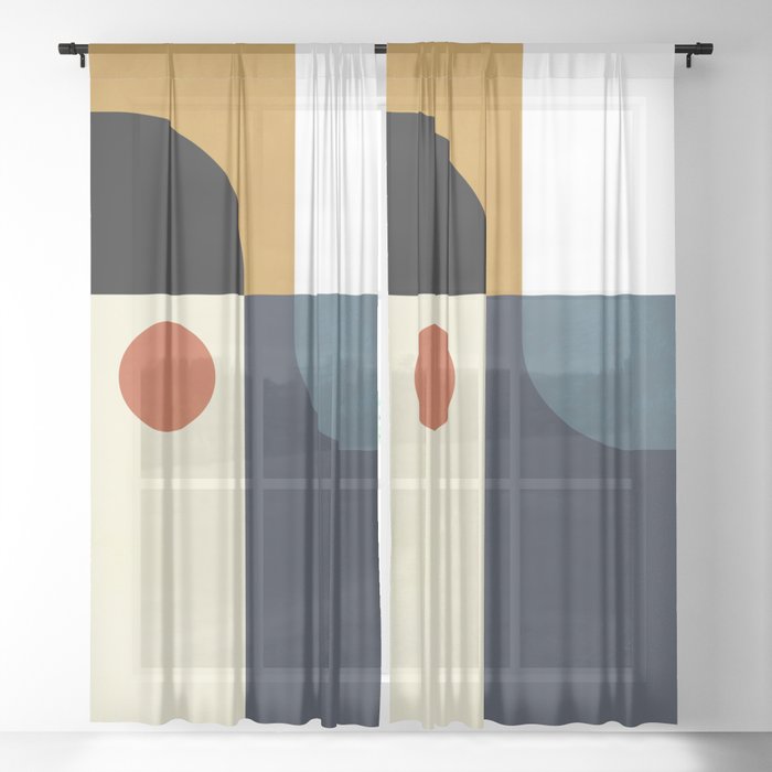 mid century abstract shapes fall winter 4 Sheer Curtain