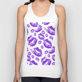 Two Kisses Collided Luscious Lilac Colored Lips Pattern Unisex Tank Top