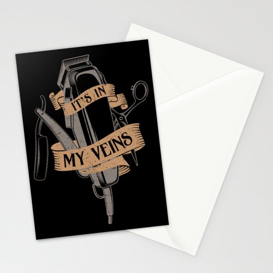 It S In My Veins Barber Hairdresser Stationery Cards By