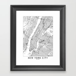 New York City White Map Framed Art Print