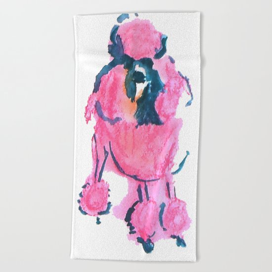 Pink Poodle Beach Towel