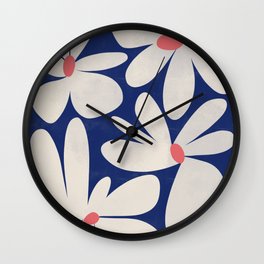 Retro floral wall art print | flowers, colorful, modern, drawing, illustration Wall Clock