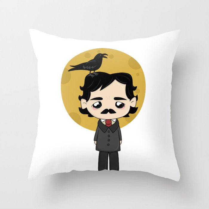 Cute Edgar Allan Poe Throw Pillow