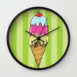 Triple Ice Cream Wall Clock | Ink, Kandusjohnson, Icecream, Abstract, Green, Kandusjohnsonart, Penandink, Food, Pop Art, Pen 