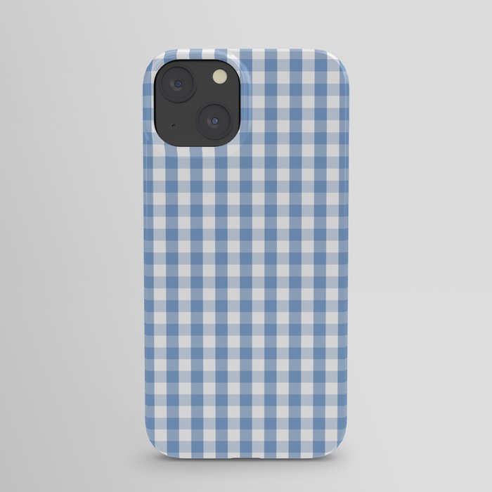 Classic Pale Blue Pastel Gingham Check iPhone Case