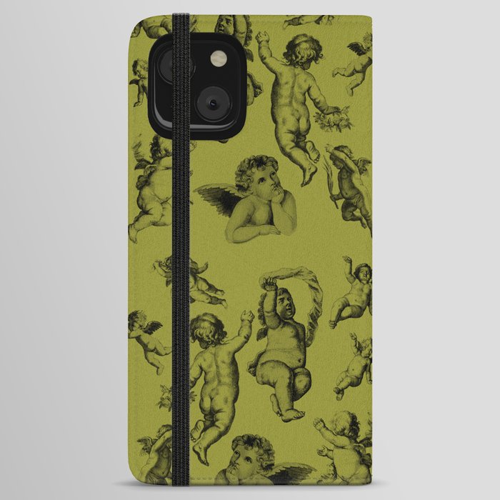 Cherub Art Print Black & Yellow iPhone Wallet Case