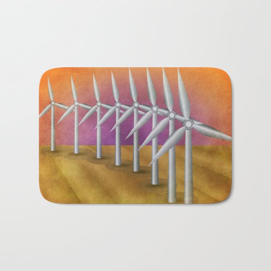 Windfarm at sunset Bath Mat