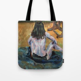Painting of the female model in the artist's studio Tote Bag