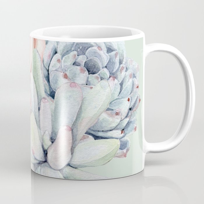 Delightful Mint + Pink Succulents Coffee Mug