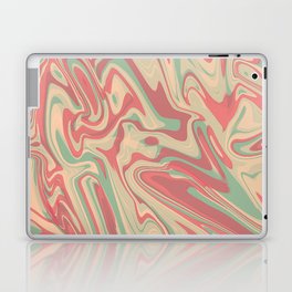 Retro Pink And Green Liquid Marble Abstract Art Laptop Skin
