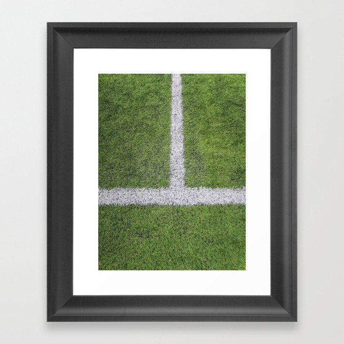 Sideline football field, Sideline chalk mark artificial grass soccer field Framed Art Print