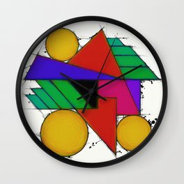 Engine Wall Clock | Leaningforms, Geometricshapes, Tightlygrouped, Abstract, Triangles, Painting, Mechanicalimage, Digital, Retrofeel, Brightcolours 