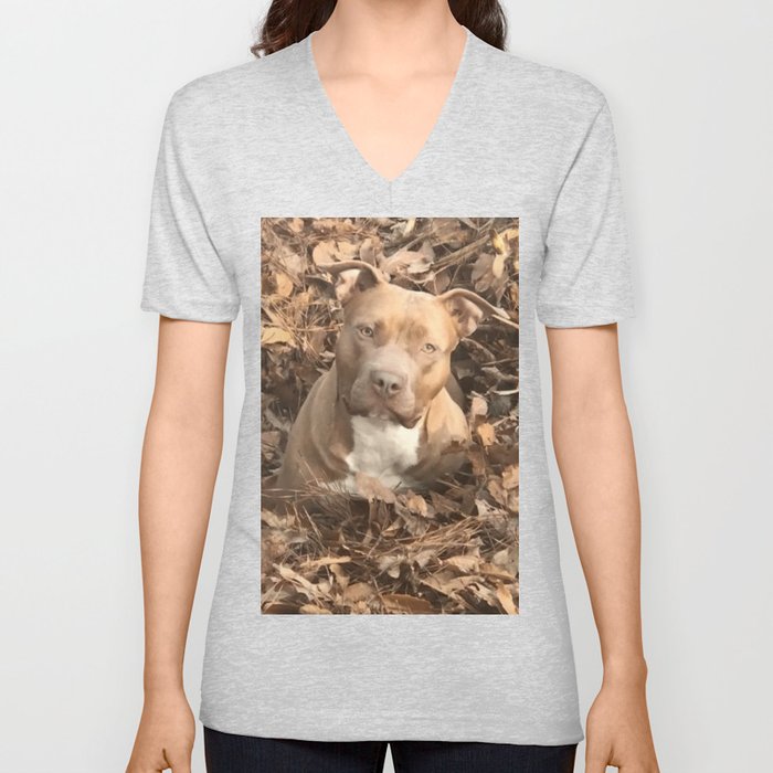 Lilly in the Leaves V Neck T Shirt