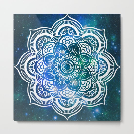 Mandala : Blue Green Galaxy Metal Print