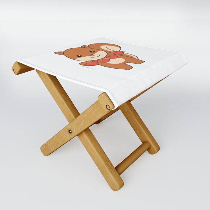 Squirrel Valentine's Day Cute Animals With Hearts Folding Stool