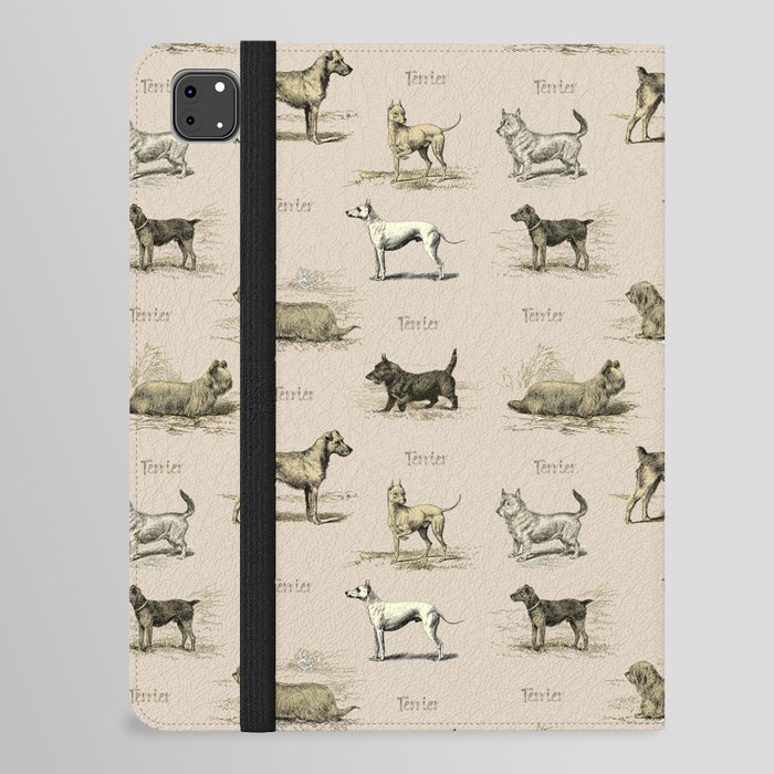 TERRIERS Dog pattern on the beige background iPad Folio Case