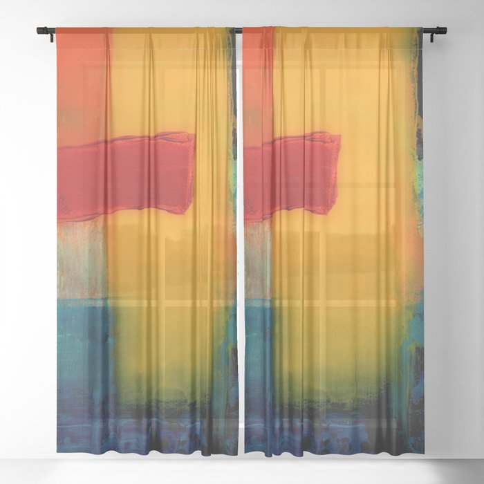 Mid Century Abstract Art Sheer Curtain