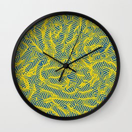 Meandering Abstract Artwork in Ukrainian National Colors (Blue and Yellow) Wall Clock