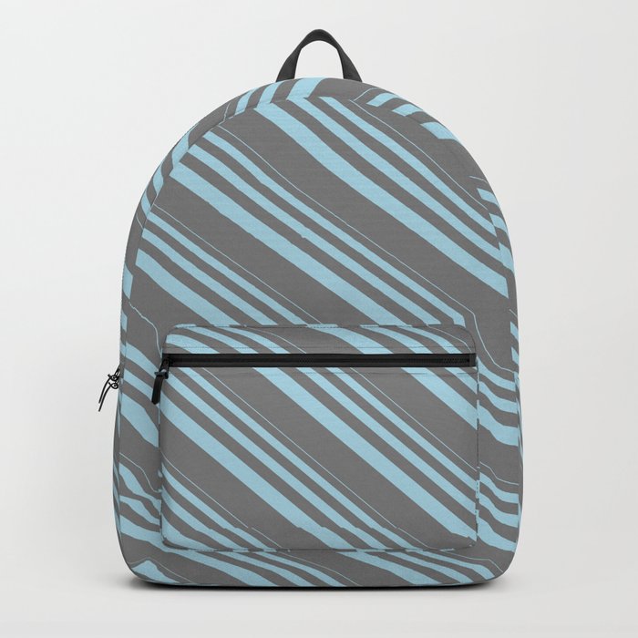 Light Blue and Grey Colored Pattern of Stripes Backpack
