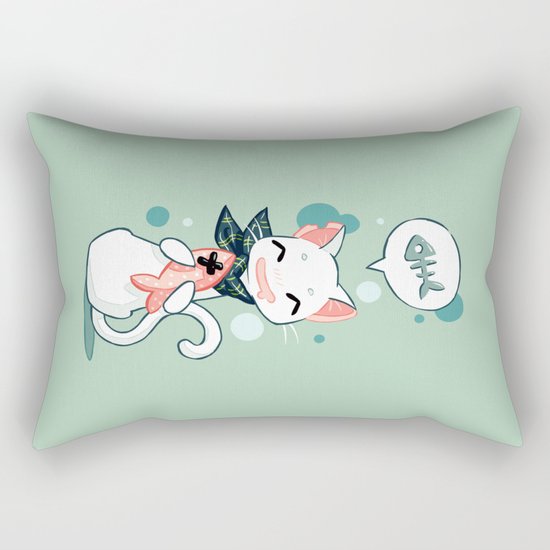 Cat and Fish 2 Rectangular Pillow