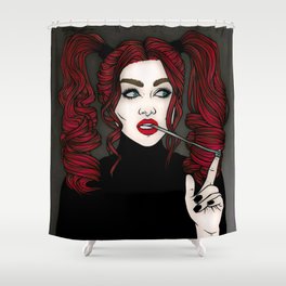 Rebellious Redhead Girl Shower Curtain