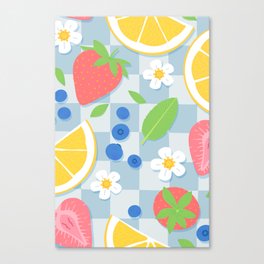 Summer fruit picnic seamless pattern illustration Canvas Print