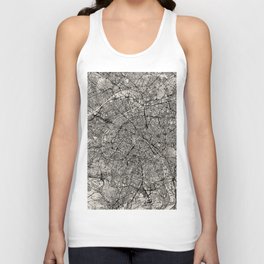 France, Paris City Map - Black and White Aesthetic - French Cities Unisex Tank Top