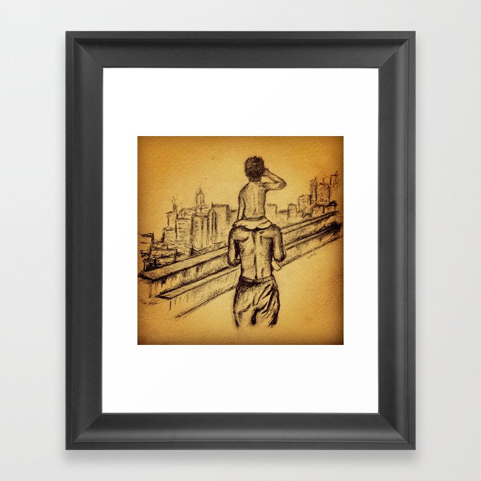 Father, Son & the City Framed Art Print