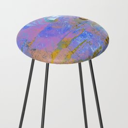 African Dye - Colorful Ink Paint Abstract Ethnic Tribal Organic Shape Art Peach Orange Pink Counter Stool