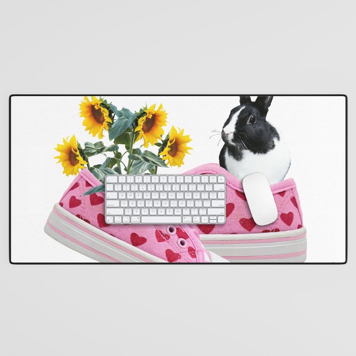 Sneakers Heart - Bunny Sunflowers Desk Mat