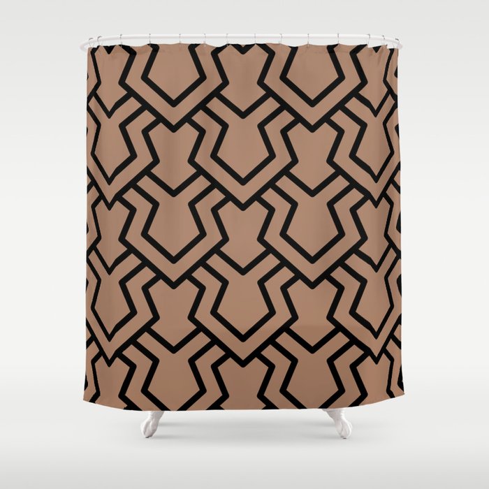 Brown and Black Tessellation Line Pattern 5 - 2022 Color of the Year Rustic Oak 2007-7B Shower Curtain