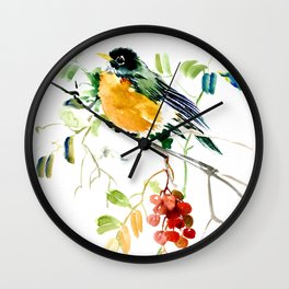 American Robin bird art Wall Clock
