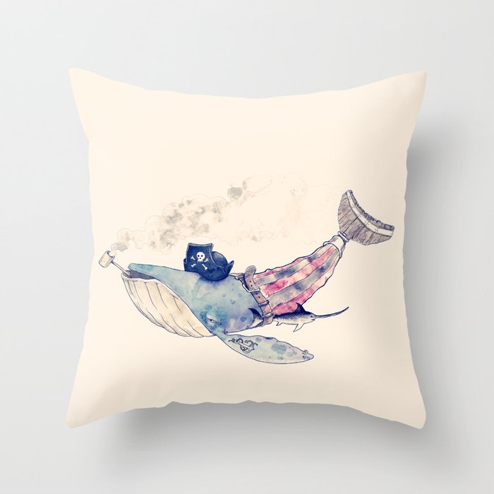 Pirate Whale Throw Pillow by erdavid | Society6